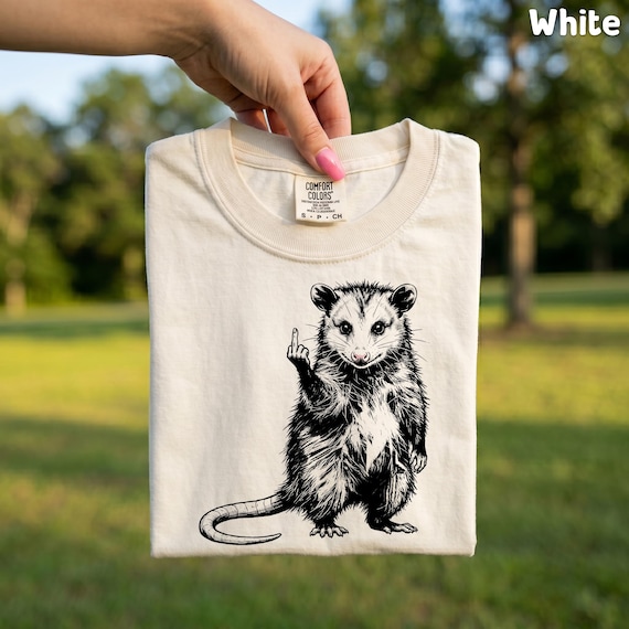 Comfort Colors® - Funny Opossum Middle Finger Shirt, Sarcastic Rude Possum Tee, Quirky Weird Animal Humor Gift, Opossum Graphic Tee
