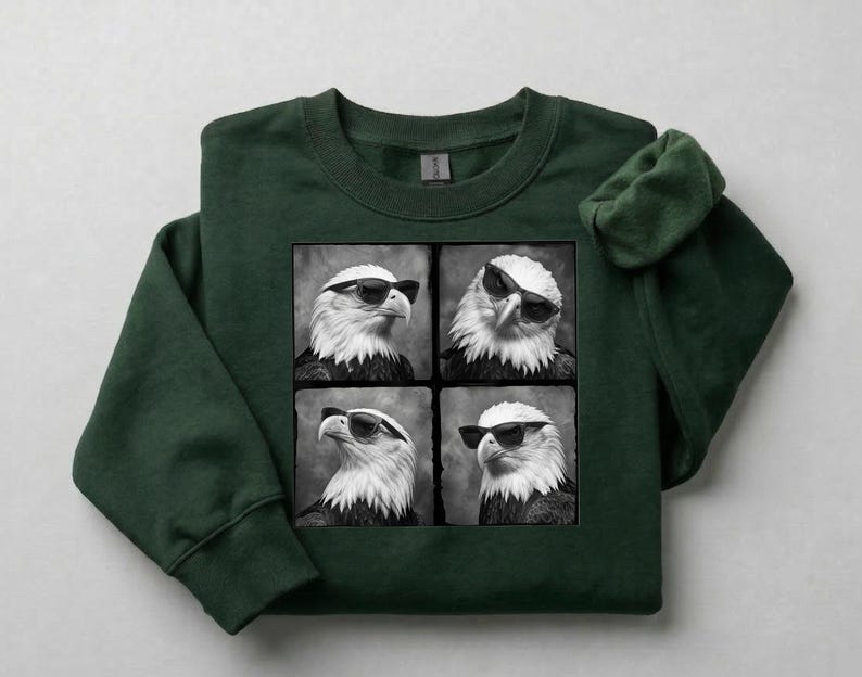 Cool Eagle Sunglasses Shirt, Funny Bald Eagle Graphic Tee, 4th of July Patriotic Eagle T-Shirt, 250 Years of Freedom Shirt image 7