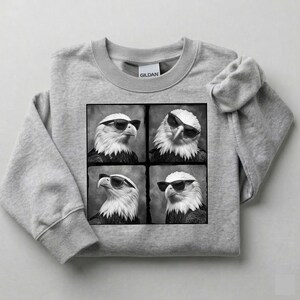 Cool Eagle Sunglasses Shirt, Funny Bald Eagle Graphic Tee, 4th of July Patriotic Eagle T-Shirt, 250 Years of Freedom Shirt image 3