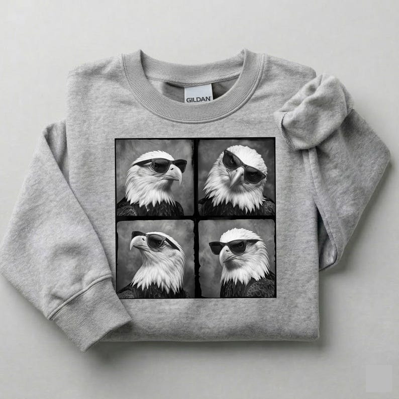 Cool Eagle Sunglasses Shirt, Funny Bald Eagle Graphic Tee, 4th of July Patriotic Eagle T-Shirt, 250 Years of Freedom Shirt image 3