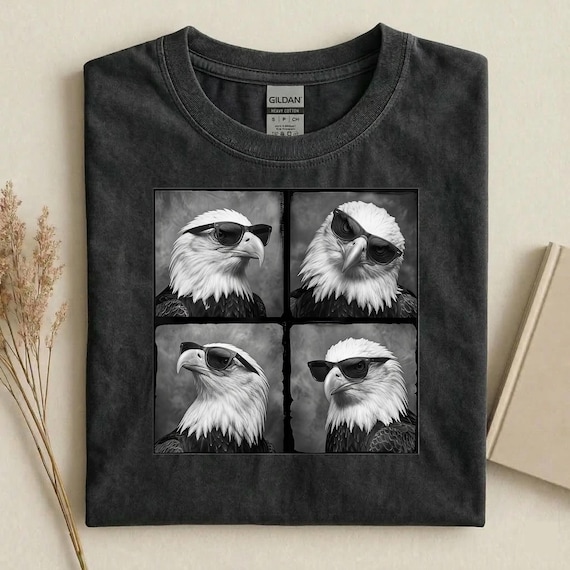 Cool Eagle Sunglasses Shirt, Funny Bald Eagle Graphic Tee, 4th of July Patriotic Eagle T-Shirt, 250 Years of Freedom Shirt
