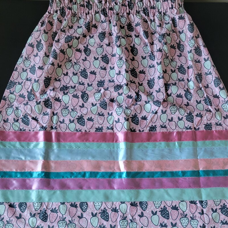 Maple Shine Ribbon Rose Elastic Waist Pocket Midi Skirt