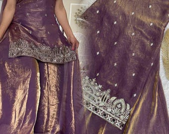 Embroidered Sequence Worke Kurta Plazzo Set: Bollywood Party Wear Salwar Kameez