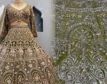 Butterfly Net Lehenga with Embroidery sequins and Dori work lehenga choli, Indian Wedding Outfit