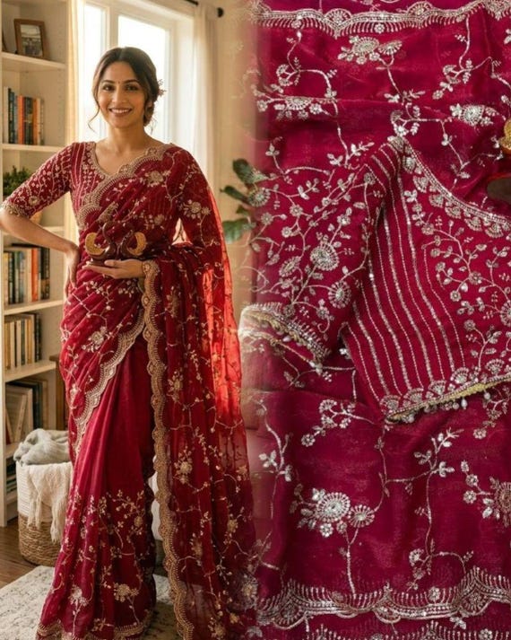 Exclusive of Designer  soft Frendy Chiffon with beautiful leriya Print Squence  and cording Embroidery Saree Collection
