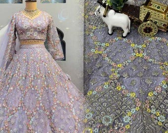 Butterfly Net Lehenga with Embroidery sequins and Dori work lehenga choli, Indian Wedding Outfit