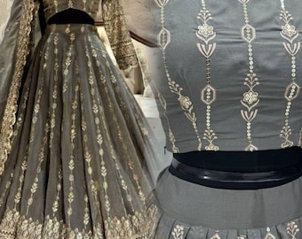 New Launching Wedding Lehenga Choli sequins and Thred Work   georgette  lehenga choli, Indian Outfit