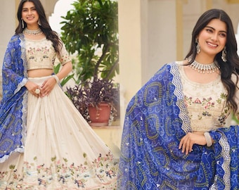New Festival Lehenga Choli with  Heavy  Embroidery Sequence & Thred Work, Indian Wedding Outfit