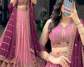 Wedding special Lehenga Choli with  Heavy  Embroidery Sequence & Thred Work, Indian Wedding Outfit