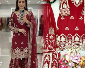 Pakistani Designer Embroidered Sequence Work Readymade Salwar Kameez Wedding Wear Suits