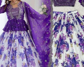 Faux Georgette  Lehenga Choli with sequins , dori & zari work lehenga choli, Indian Wedding Outfit