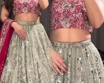Wedding special Lehenga Choli with  Heavy  Embroidery Sequence & Thred Work, Indian Wedding Outfit