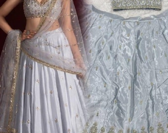 Satin silk Lehenga Choli with sequins , dori & zari work lehenga choli, Indian Wedding Outfit