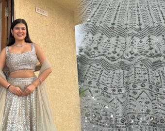 White Colour Lehenga Choli with sequins georgette lehenga choli, Indian Wedding Outfit