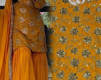 Embroidered Kurta Plazzo Set: Bollywood Party Wear Salwar Kameez