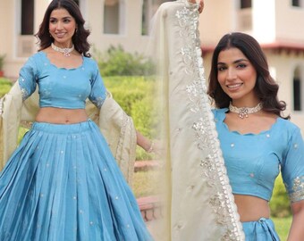 Gold Crush with Sequins & Zari Embroidered WorkLehenga Choli  , Indian Wedding Outfit