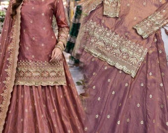 New Launching Wedding Lehenga Choli Embroidery Siqunce Two Tone Fandy Silk lehenga choli, Indian Outfit