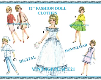 Dolls Clothes  12" Fashion Doll Sewing Pattern 6072