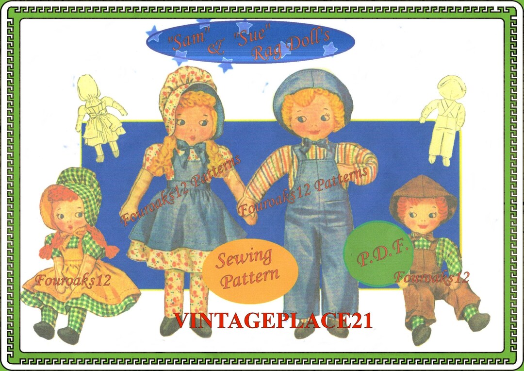 Sam Rag Rag Doll Sam and Sue Vintage Sewing Pattern - Etsy