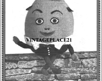 Vintage Humpty Dumpty  Soft Toy  Knitting Pattern