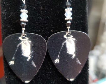 Repurposed Guitar Pick earrings. MJ  Black and White