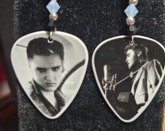 Elvis Presley Guitar Pick Earrings, repurposed guitar picks