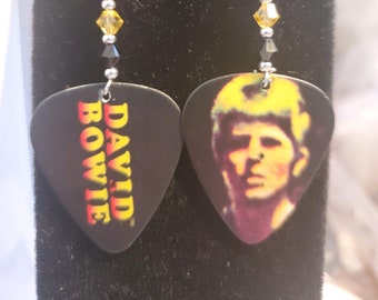 David Bowie Repurposed Guitar Pick earrings