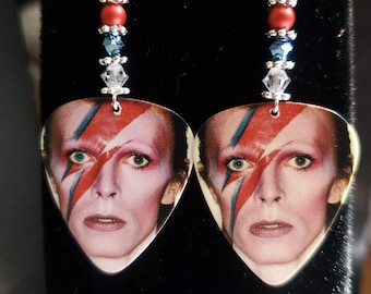 Repurposed  Guitar Pick Earrings. David Bowie