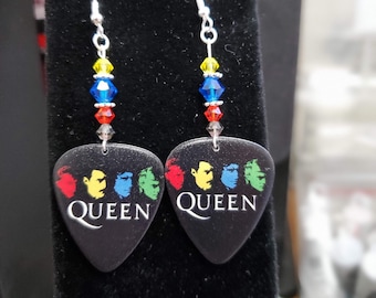 Repurposed guitar pick earrings,  Rock Band