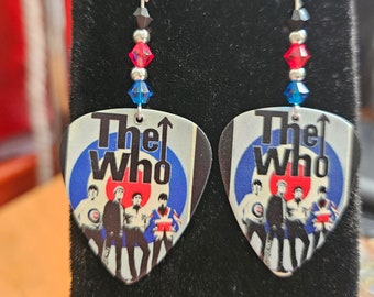 Repurposed The Who guitar pick earrings