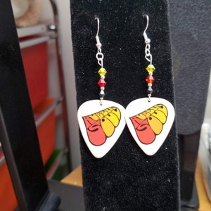 Repurposed The Beatles Rubber Soul guitar pick earrings image 5