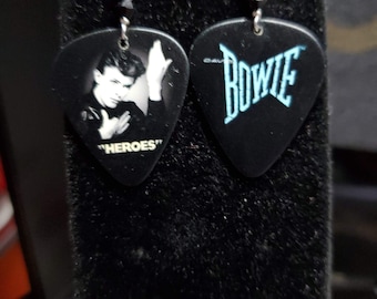 Repurposed Guitar Pick earrings, David Bowie  Heroes