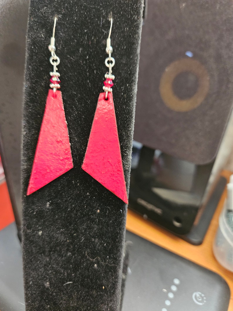 Hand painted wood earrings image 2