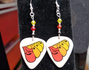 Repurposed The Beatles Rubber Soul guitar pick earrings