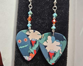 Repurposed Beatles  Yellow Submarine Guitar Pick earrings