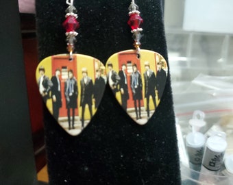 The Rolling Stones Repurposed guitar pick earrings, early Rolling Stones.