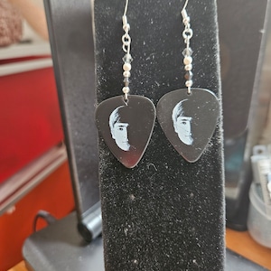 Repurposed Guitar Pick Earrings. Beatles Earrings. John Lennon