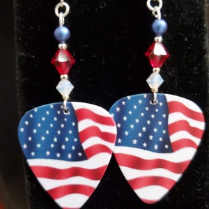 U.S.A  Flag guitar pick earrings, American Flag