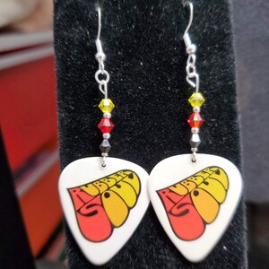 Repurposed The Beatles Rubber Soul guitar pick earrings image 2