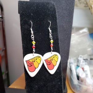 Repurposed The Beatles Rubber Soul guitar pick earrings image 6