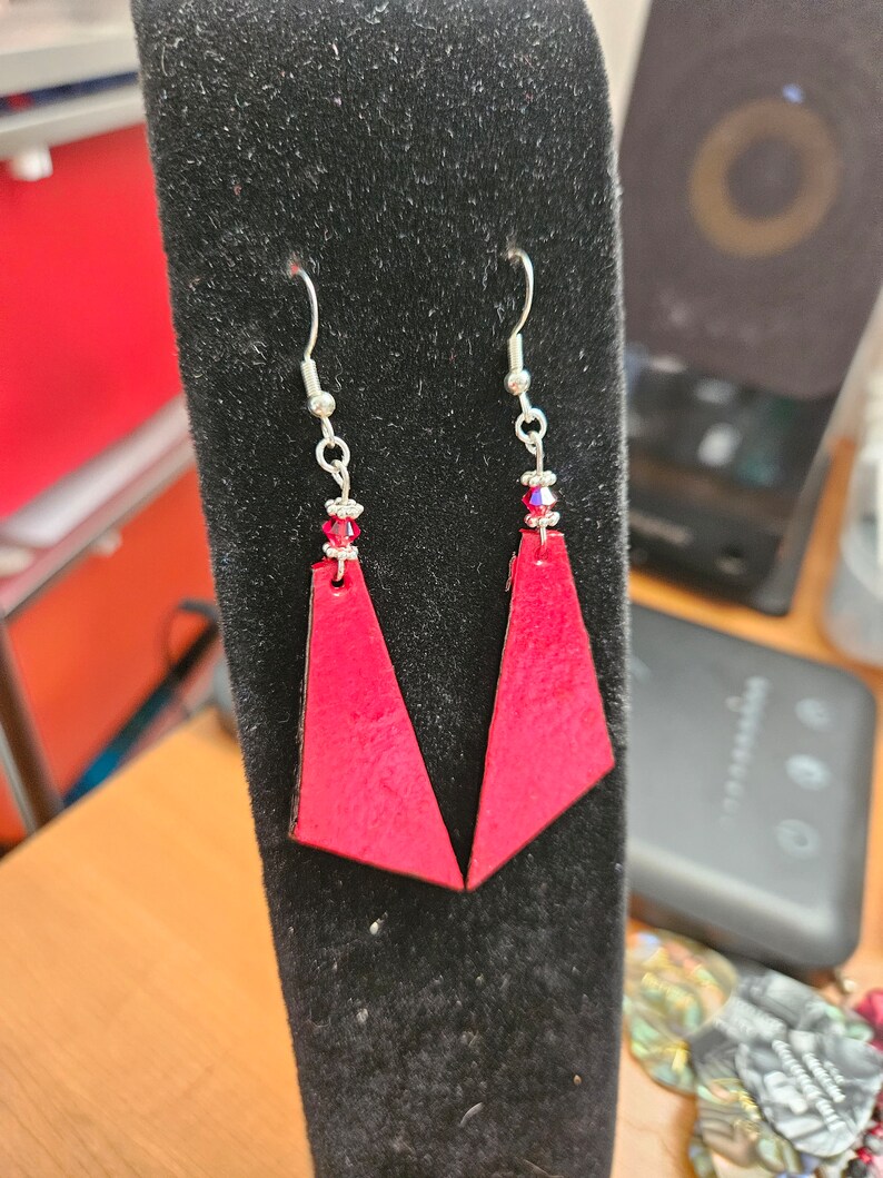 Hand painted wood earrings image 9