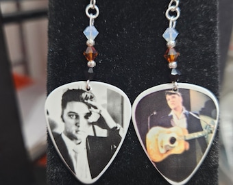 Elvis Presley Guitar Pick Earrings, repurposed guitar picks