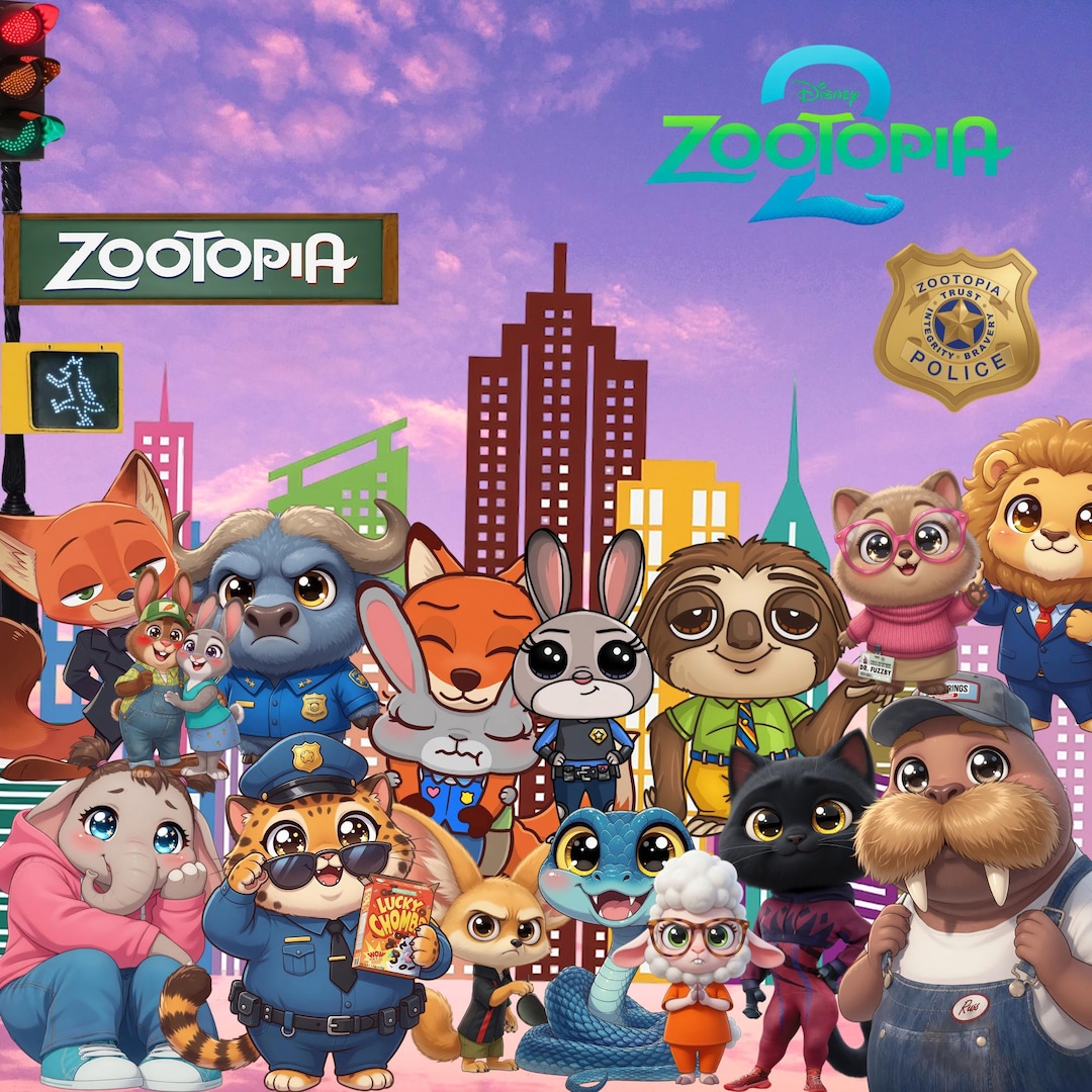 Zootopia 2 Chibi Clipart Bundle PNG, Judy Hopps Nick Wilde Flash Bogo ...
