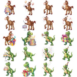 Plus de 110 jouets Toy Story aquarelle PNG, Clipart fête d'anniversaire, Woody Buzz Jessie Bullseye Rex gâteau ballon PNG, téléchargement immédiat usage commercial image 4