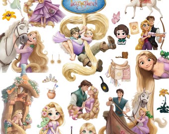 260+ Princess Rapunzel Watercolor Bundle, Princess Rapunzel, Clipart Princess, Blondie, Hand Drawn, Fairytale, Pascal, Maximus, Flynn Rider