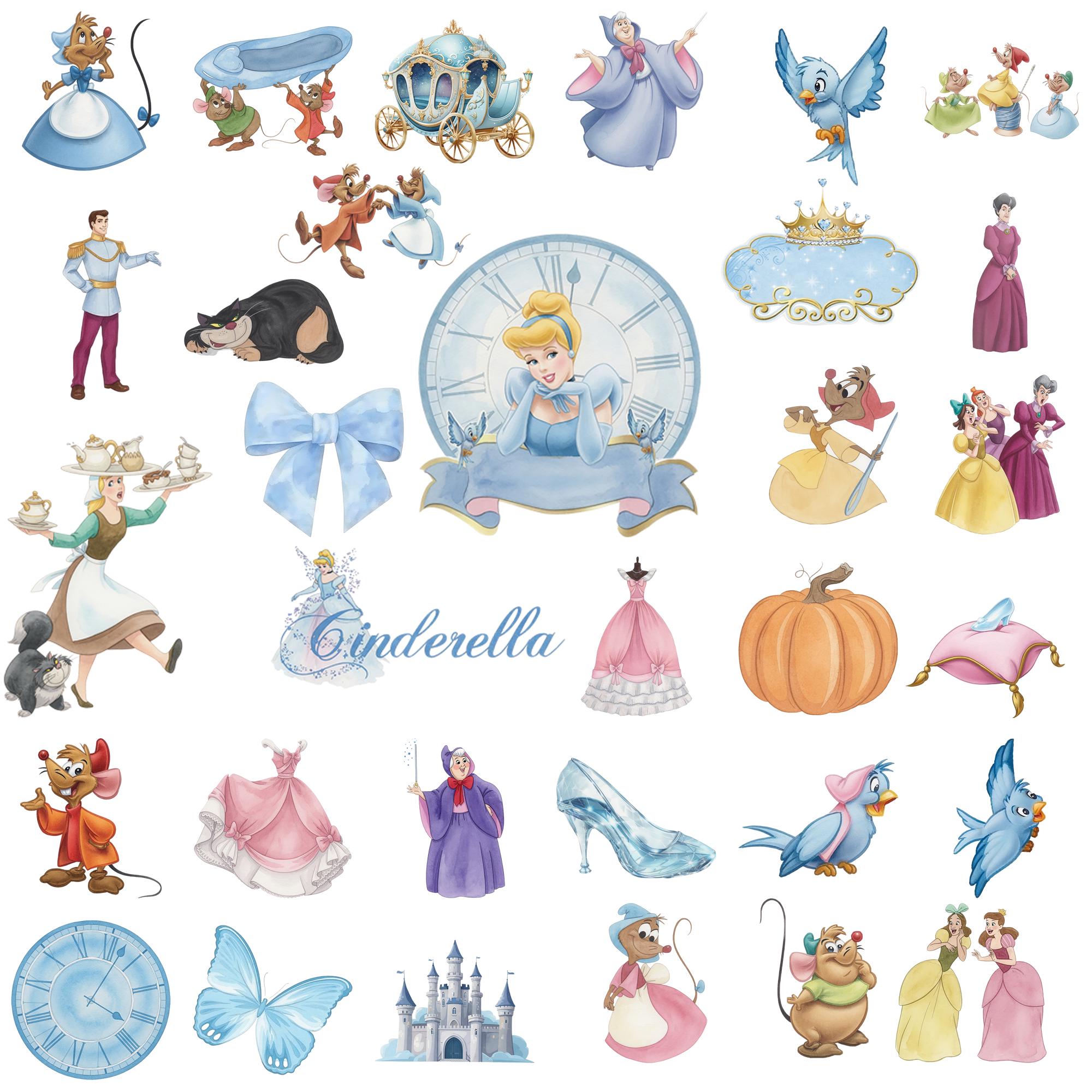 110+ Cinderella Watercolor Clipart, Cute Princess PNG Bundle, Fairy ...