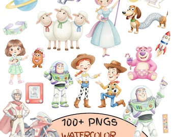 Images clipart aquarelle Toy Story PNG, cliparts à sublimation de dessin animé Toy Story PNG, collection Clip-arts sur le thème du film Toy Story, fête Toy Story PNG