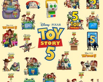 Toy Story 5 PNG, ensemble de cliparts Toy Story 5, nouveaux personnages éditables Toy Story Buzz Woody, fichiers d'anniversaire de Toy Story 5 pour décoration de gâteau