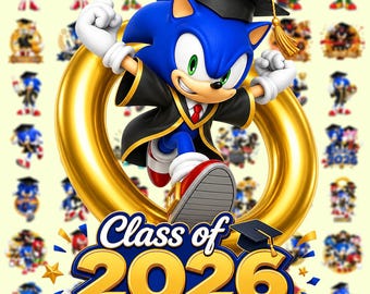 Sonic Graduation 160+ PNG Clipart – Cute Hedgehog Cartoon Artwork, Class of 2026 Graduation Character PNG.