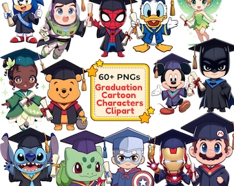 Graduation Cartoon PNG Bundle, Superhero Senior, Cartoon Graduation Bundle Png, Dabbing School, Cartoon Senior, Cute Cartoon, Commercial Use
